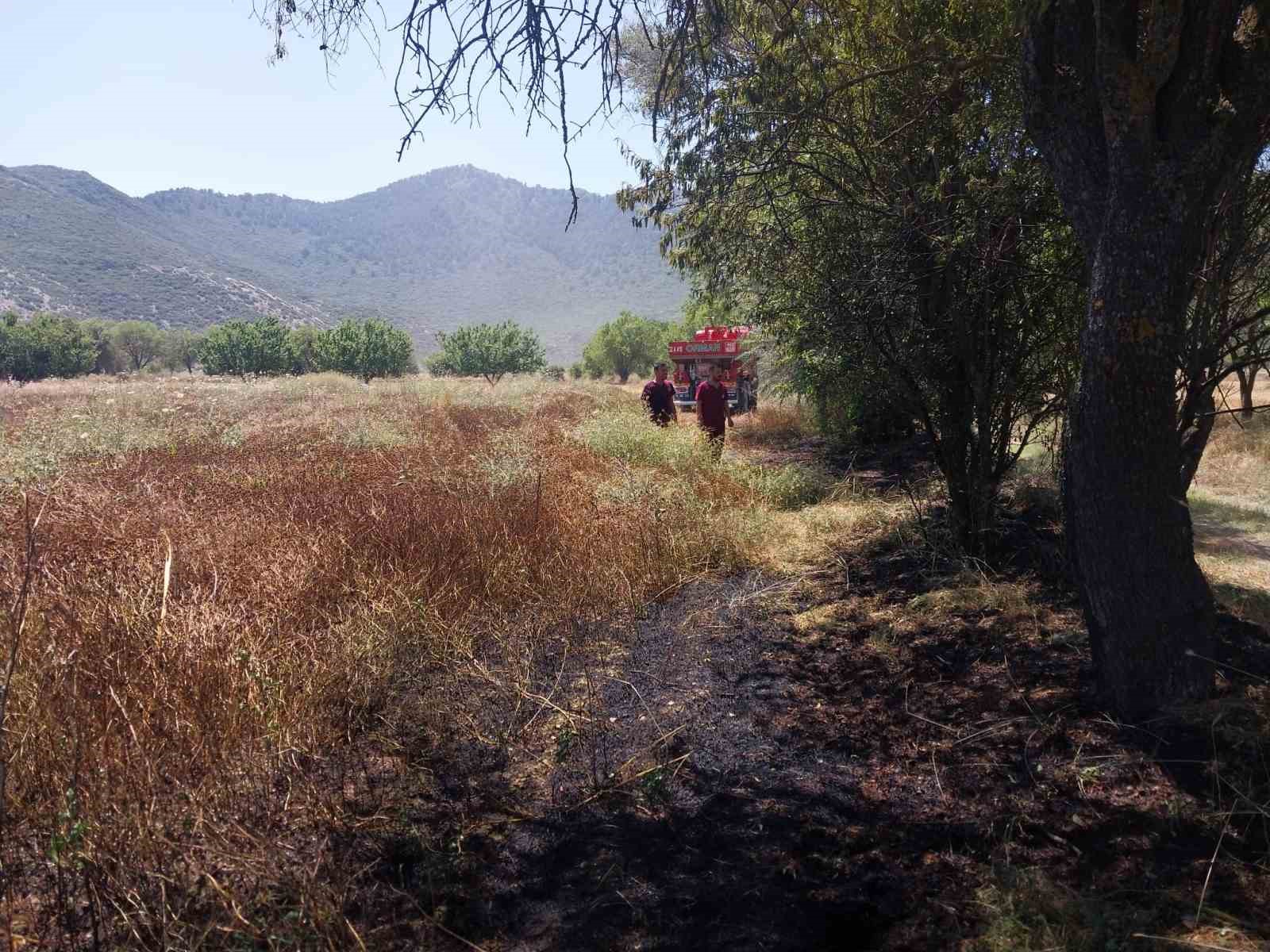 Burdur’da tarlada yangın
