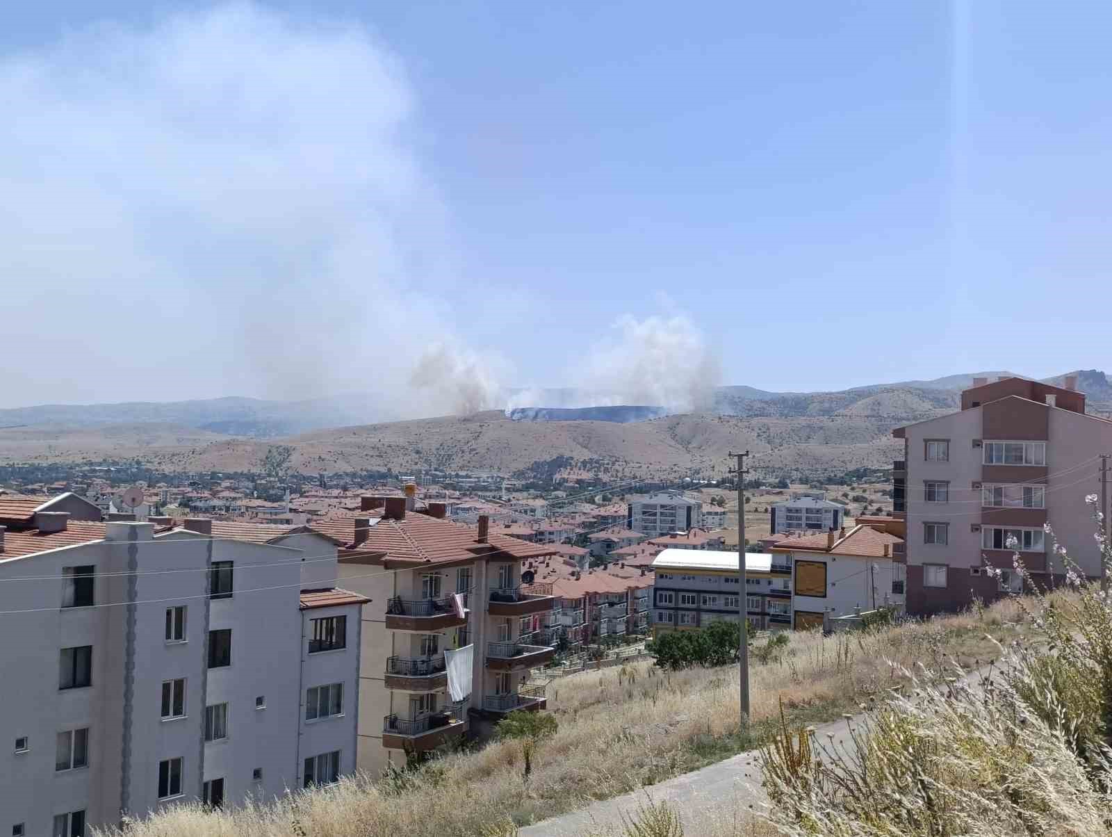 Afyonkarahisar’da otluk alanda çıkan yangına havadan ve karadan müdahale sürüyor