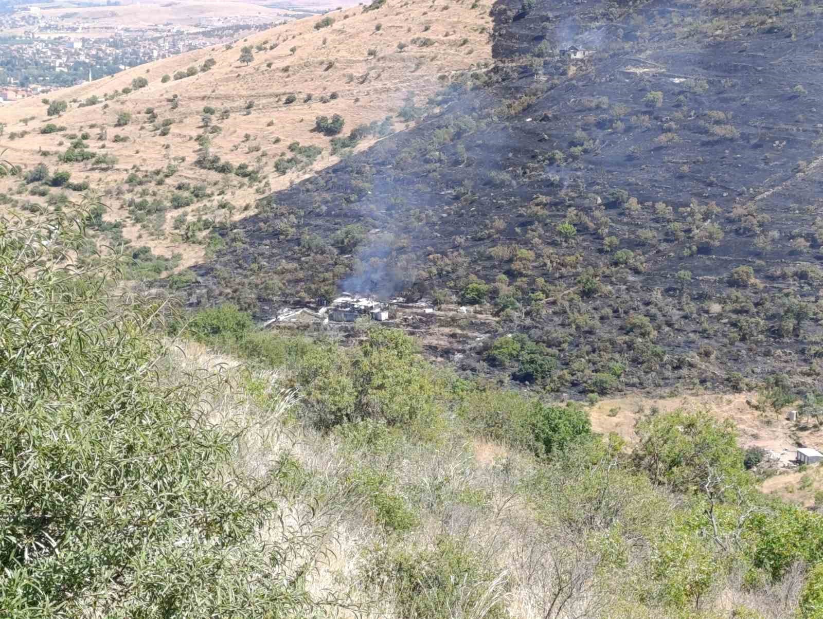 Afyonkarahisar’da otluk alandaki yangın bağ evlerine sıçradı