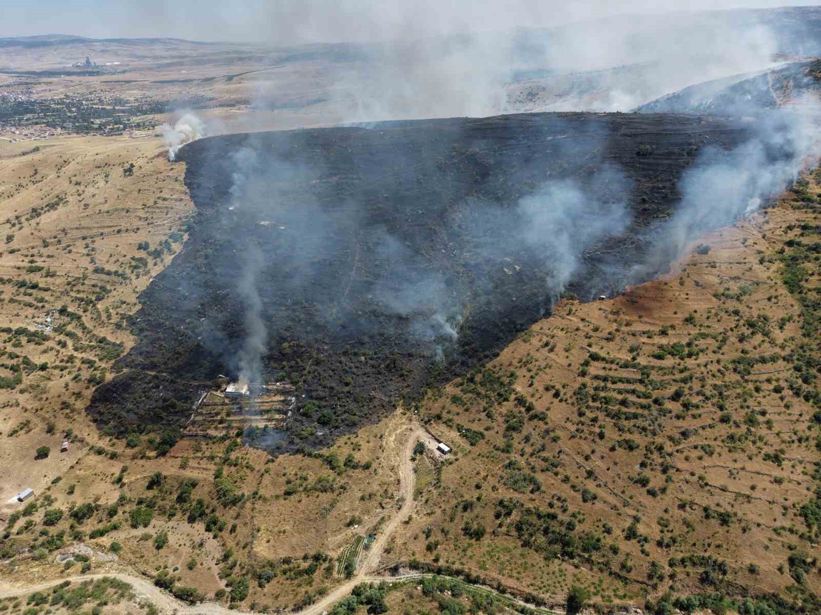 Afyonkarahisar’da otluk alandaki yangın bağ evlerine sıçradı